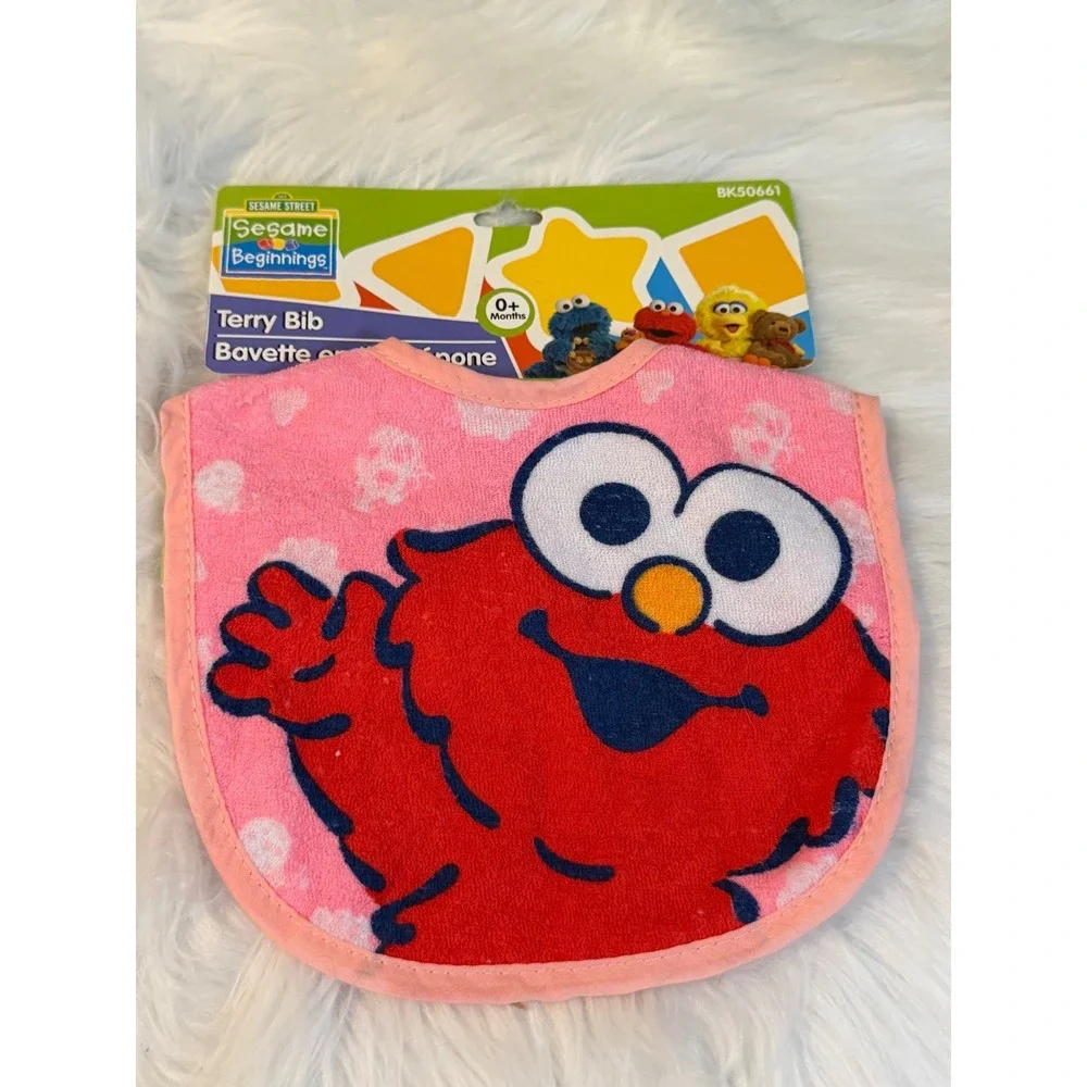 Sesame Beginnings Elmo Terry Bib Pink Floral 0+ Months BK50661 Sesame Street